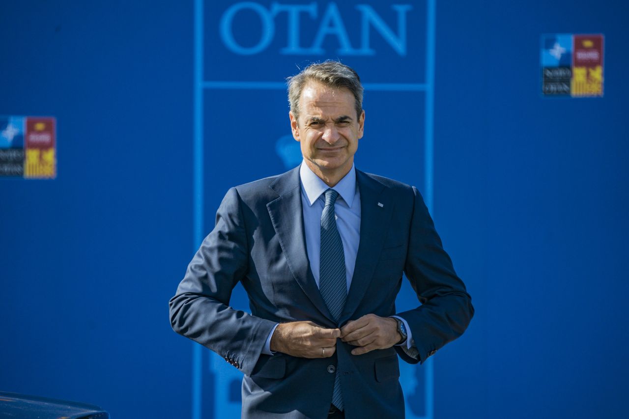 Premier Grecji Kyriakos Mitsotakis (Celestino Arce/NurPhoto via Getty Images)