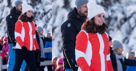 Ciężarna księżna Kate w sportowej i eleganckiej stylizacji bawi się w Norwegii (ZDJĘCIA)