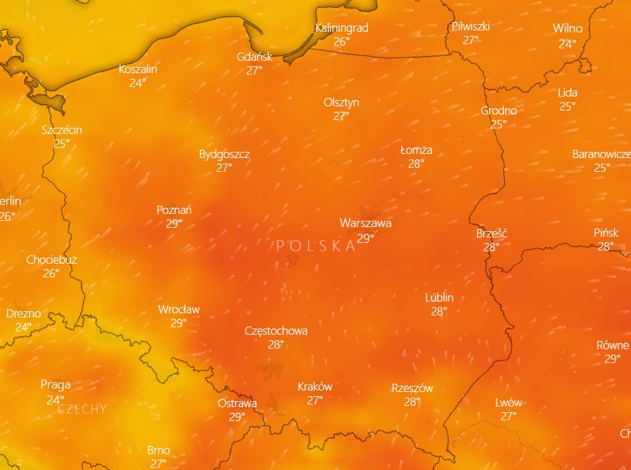 Pogoda na poniedziałek. Żar poleje się z nieba 