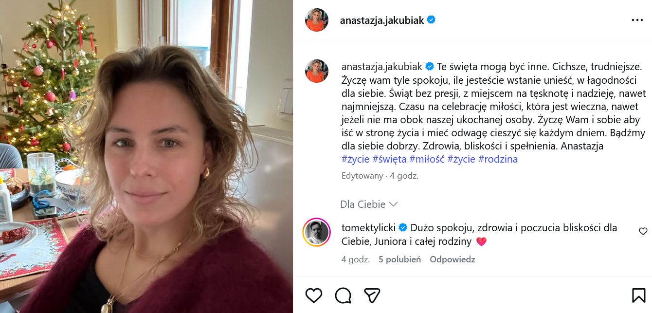 Żona Tomasza Jakubiaka o świętach bez męża