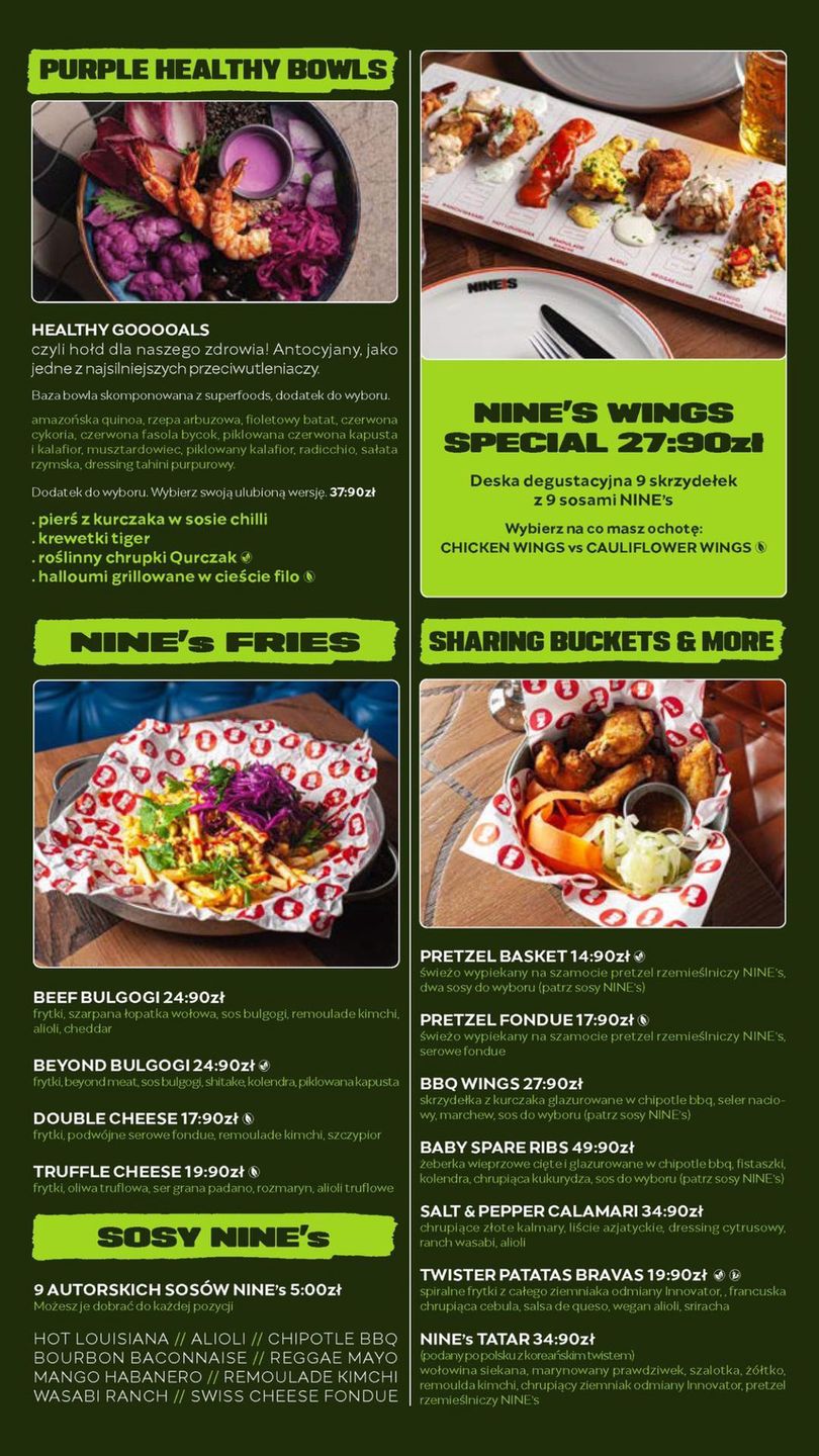 Menu Sports Bar Nines