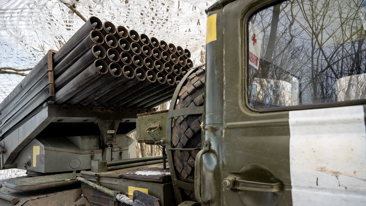 UNSPECIFIED, UKRAINE - FEBRUARY 20:  A Ukrainian team waits for targets for their BM-21 Grad 122mm multiple rocket launcher, which remains camouflaged amid trees until targets are given, in the southern Donbas region, Ukraine, on February 20, 2023. Ukrainian forces have largely held off attempted Russian advances throughout the winter, while they wait for promised Western-made tanks and other military equipment. Both Russian and Ukrainian forces are expecting to launch offensives soon, as the one-year anniversary looms of Russias invasion of Ukraine on February 24. (Photo by Scott Peterson/Getty Images)