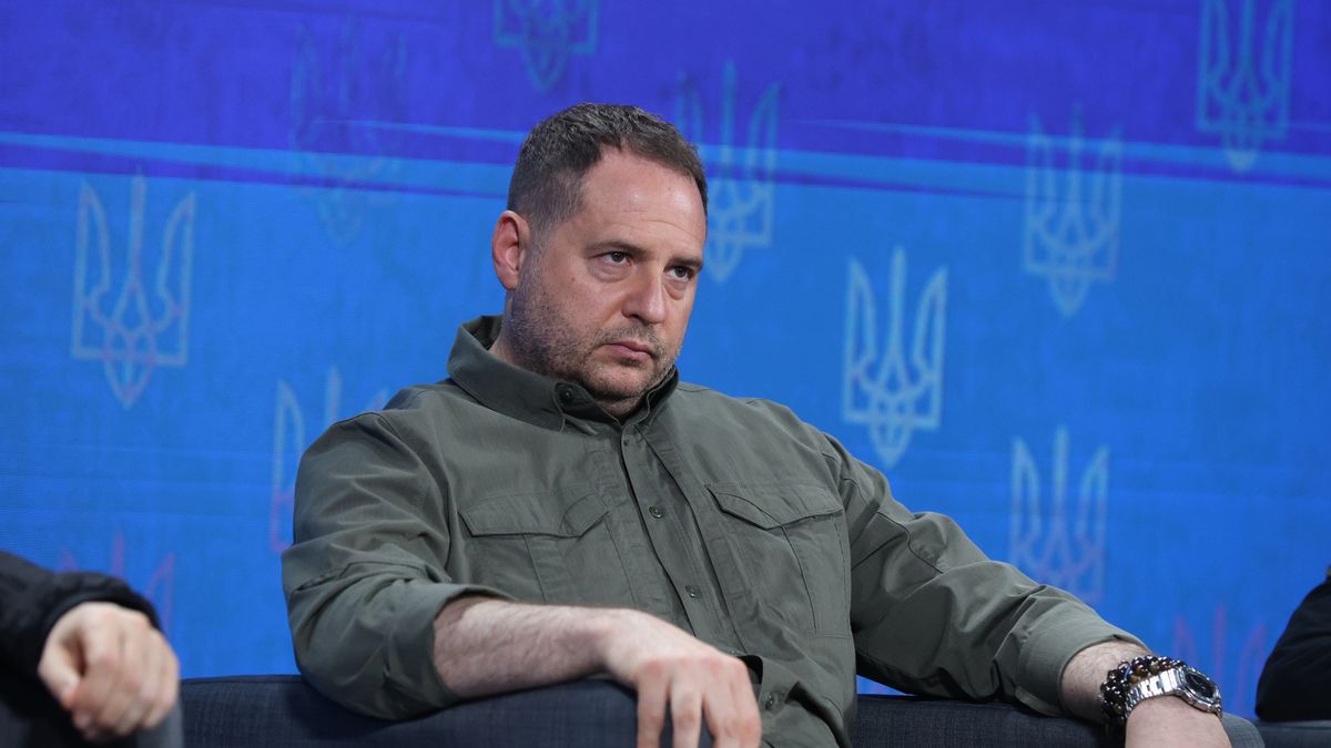 KYIV, UKRAINE - AUGUST 27: Andriy Yermak, Head of the Office of the President of Ukraine, takes part in a Forum with the participation of heads of state institutions on August 27, 2024 in Kyiv, Ukraine. A forum with the participation of heads of state institutions is currently taking place in Kyiv, followed by a press conference with the President of Ukraine. The discussion topics include the war, the economy, and Ukraine's steps toward achieving a just peace. (Photo by Viktor Kovalchuk/Global Images Ukraine via Getty Images)