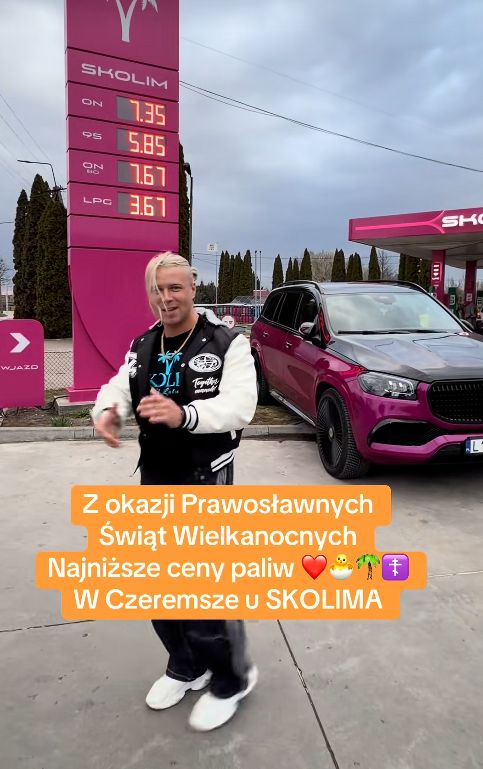 Skolim i ceny paliwa na jego stacji