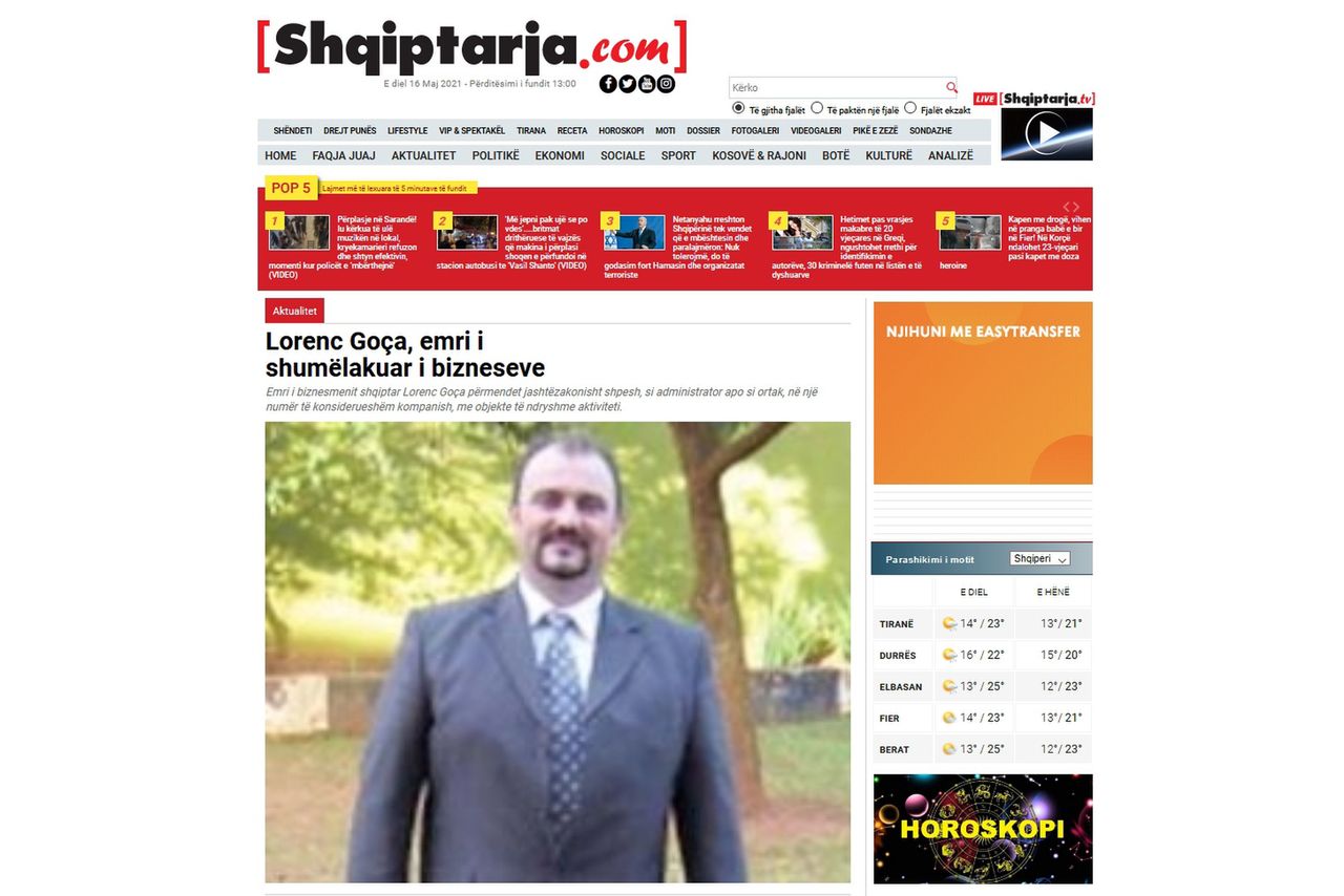 Skan gazety "Shqiptarja"