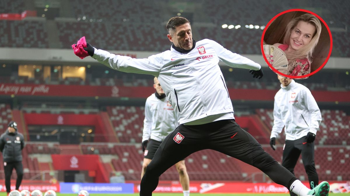 Na zdjęciu Robert Lewandowski. W "ramce" Anna Kempisty
