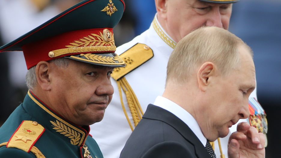 Russian President Putin Attends Navy Day ParadeSAINT PETERSBURG, RUSSIA - JULY 31: (RUSSIA OUT) Russian President Vladimir Putin (R) and Defense Minister Sergei Shoigu (L) seen during the Navy Day Parade, on July, 31 2022, in Saint Petersburg, Russia. President Vladimir Putin has arrived to Saint Petersburg to review Main Naval Parade involving over 50 military ships on Russia's Navy Day. (Photo by Contributor/Getty Images)Contributor