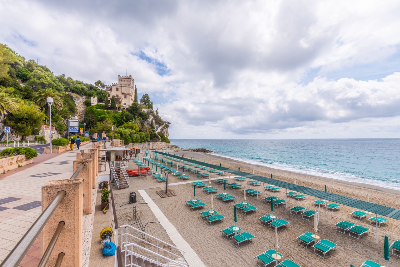 Tourists often opt to rent deckchairs and parasols on the beaches