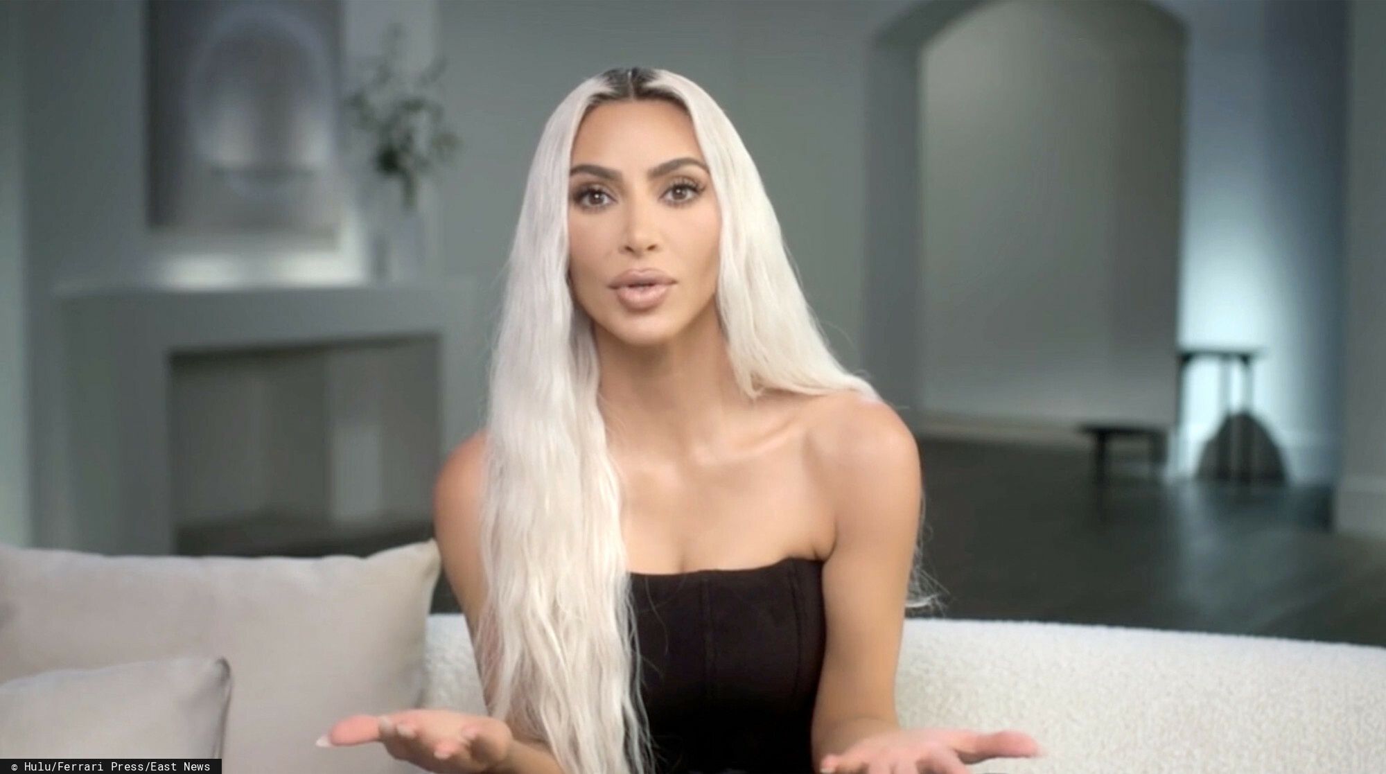 Archiwum zdj?? celebryckich 2023
Ferrari Press Agency 
Kim  1
Ref 14832
02/06/2023
See Ferrari text
Pictures must credit: Hulu 


Kim Kardashian has revealed she has no plans to end the family TV reality series.

And she insists she still enjoys making the shows, now in their 16th year.

But the 42-year-old mother-of-four admits the series was easier to shoot in the early days when the family had no kids.

She was answering critics who claimed she does not share enough about her personal life on the show and only uses the series as a money spinner.

She was speaking on the latest episode to sister Khloe, 38 , and family friend Scott Disick , 40, as they sat together on a huge ivory-coloured sofa.

Kim  admitted it was easier to talk about her personal life and who she was dating on the original Keeping Up With The Kardashians show which began in  2007 on the E! Entertainment channel,  because there were no children in the family.

Last year, the reality show changed its name to The Kardashians and swapped channels to Hulu.

OPS: Kim Kardashian speaks of her love for the family reality TV  shows in a confessional and to Khloe Kardashian and Scott Disick.

Picture supplied by Ferrari
Hulu