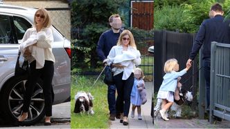 Kasia Tusk z mężem, córkami i psem Portosem w odwiedzinach u dziadków (ZDJĘCIA)