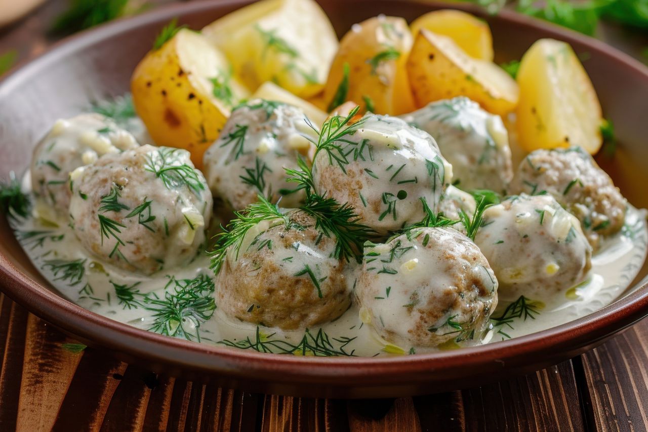 Meatballs in dill sauce are a hit for a family dinner.