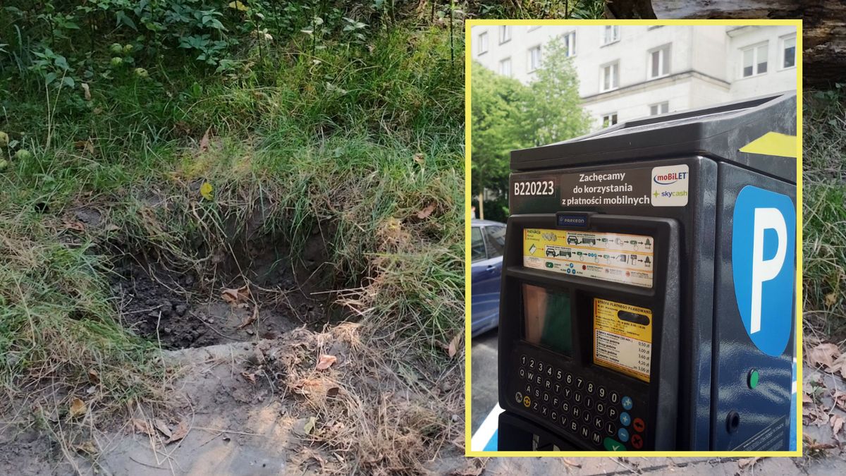 Po parkometrze pozostała tylko dziura w ziemi