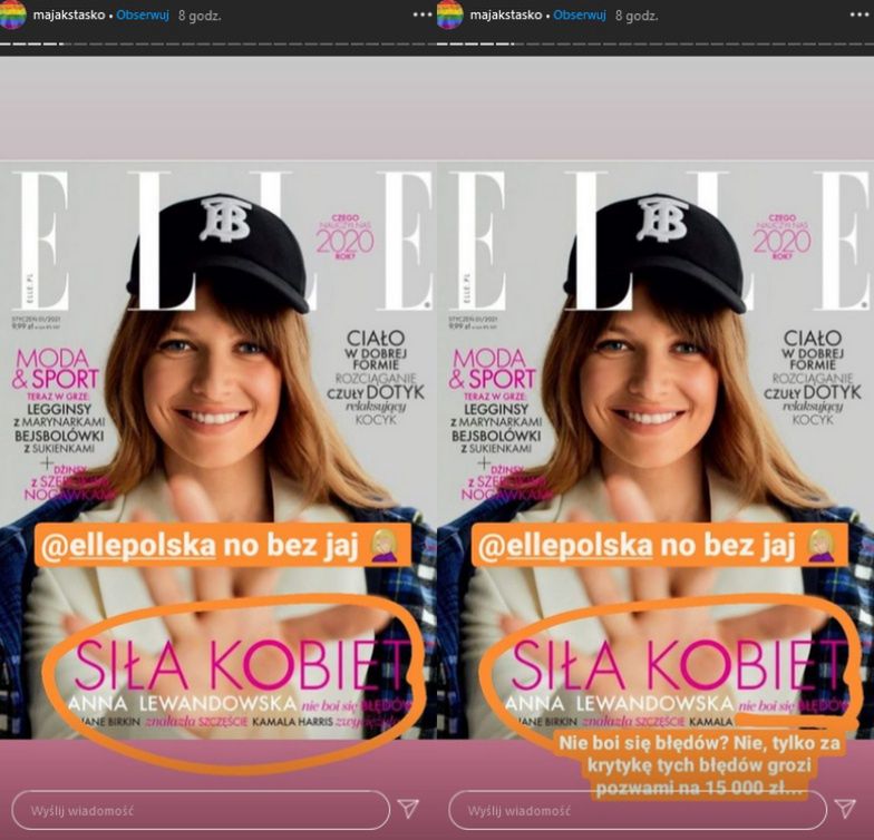 Maja Staśko o okładce "Elle" z Anną Lewandowską