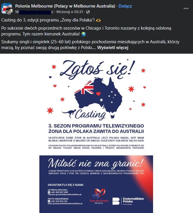 Informacja o castingach do "Żony dla Polaka 3"