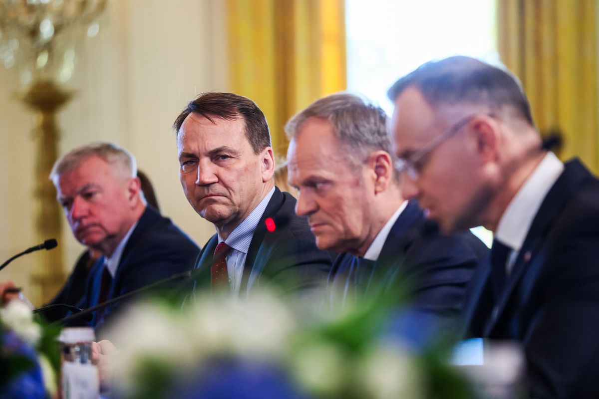 Minister Radosław Sikorski, premier Donald Tusk i prezydent Andrzej Duda