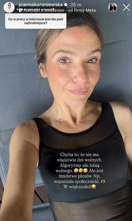 Wpis Joanny Koroniewskiej-Dowbor na Instagramie