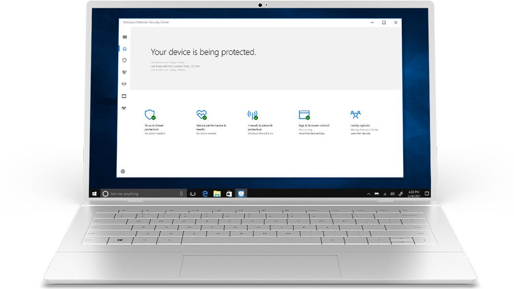 Windows Defender, domyślny antywirus w Windows 10, fot. Microsoft