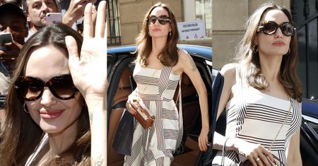 Dostojna Angelina Jolie wysiada z limuzyny w letniej sukience za 14 tysięcy złotych (ZDJĘCIA)