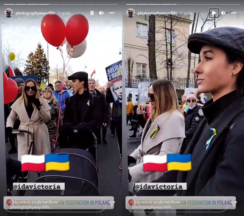 Ida Nowakowska i Joanna Kurska na proteście przeciwko wojnie w Ukrainie 