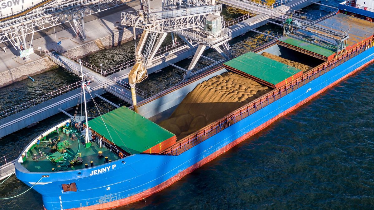 Za?adunek zbo?a w gda?skim porcie
11.07.2022 Gdansk  GBT Sp. z o.o. Gdanski Terminal Masowy - Gdansk Bulk Terminal na terenie Portu Gdansk.  Zaladunek zboza na statek Jenny P.  Fot. Przemek Swiderski/REPORTER
Przemek Swiderski/REPORTER