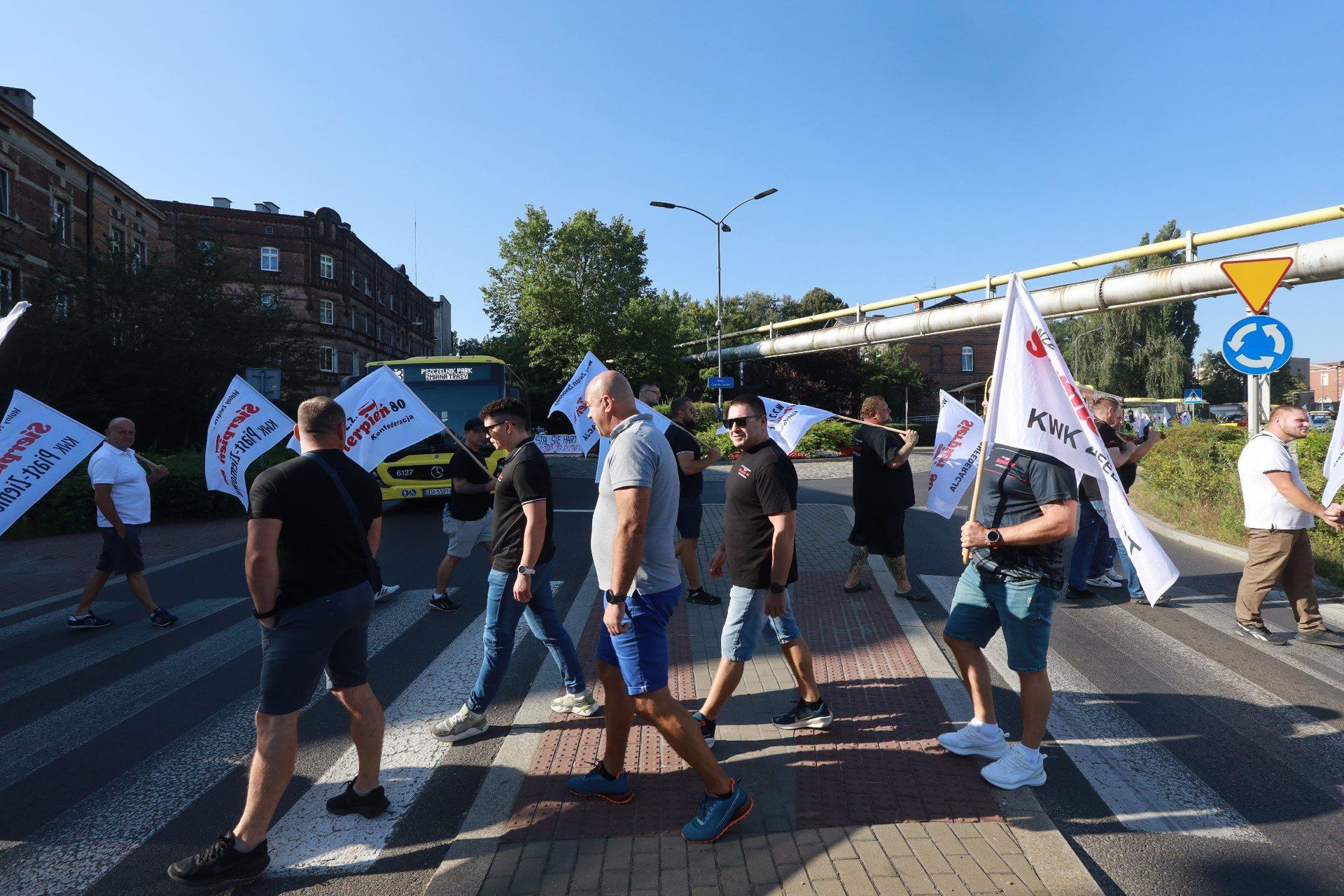 Protest związkowców ws. Huty Batory w Chorzowie