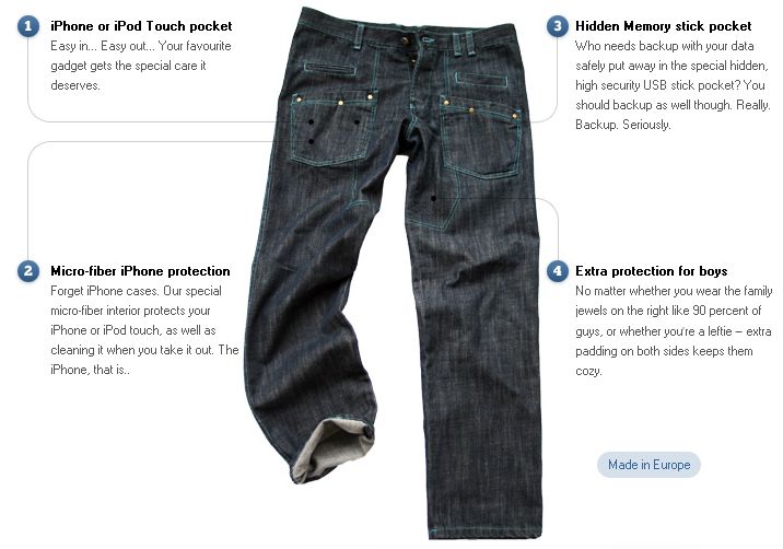 Spodnie do noszenia dotykowych komórek 2