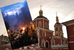 Potężny pożar w Moskwie. Ogień w cerkwi, są nagrania
