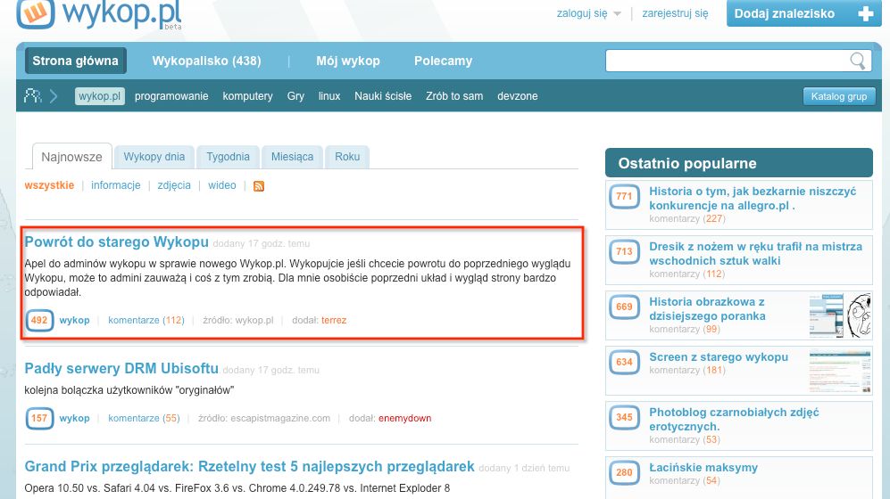 Nowa odsłona Wykop.pl - ewolucja, rewolucja, czy porażka? [wideo] 1