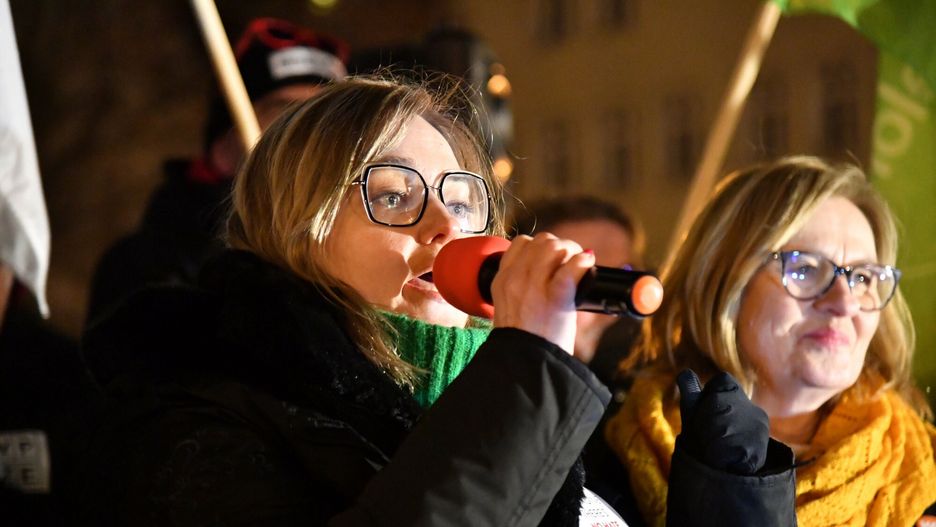 Magdalena Adamowicz na proteście przeciwko "lex TVN" w Gdańsku