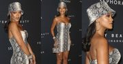 Odchudzona Rihanna promuje swoje kosmetyki w "wężowej" sukience Versace