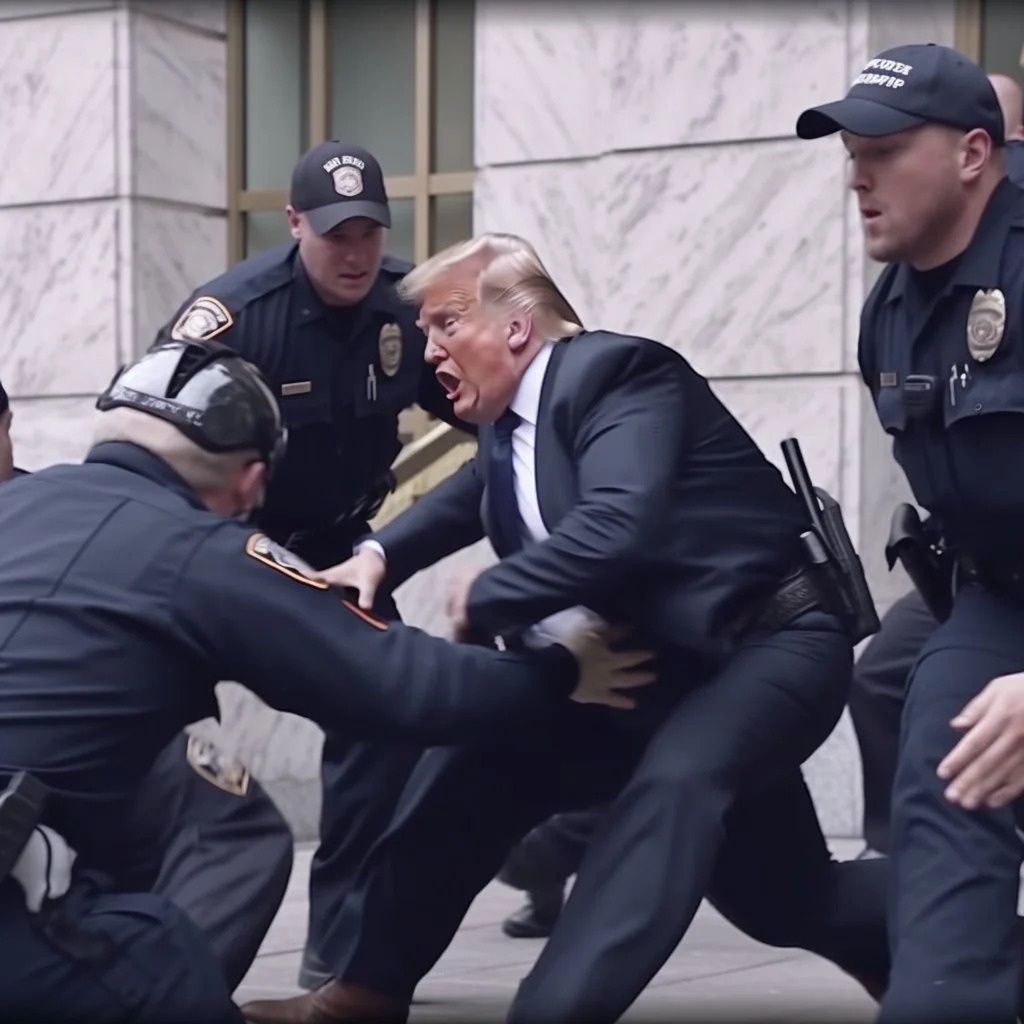 "Aresztowanie Donalda Trumpa" okiem Midjourney.