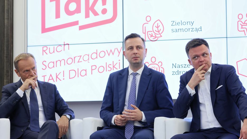 Donald Tusk, Władysław Kosiniak-Kamysz i Szymon Hołownia