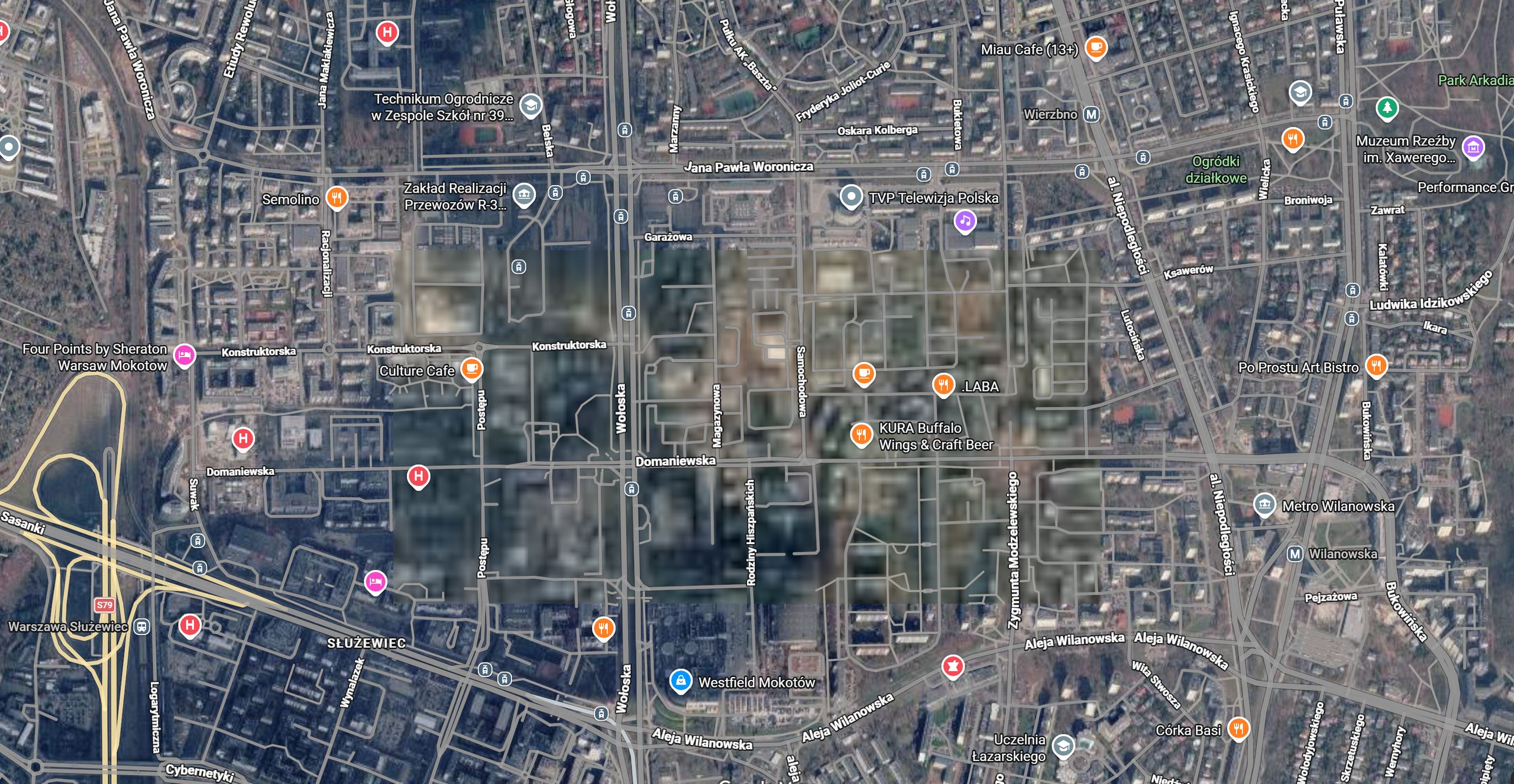 Fragment warszawskiego Mokotowa jest rozmazany