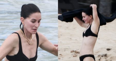 62-letnia Courteney Cox pręży smukłą sylwetkę w czarnym BIKINI na Hawajach. Czas się dla niej zatrzymał? (FOTO)