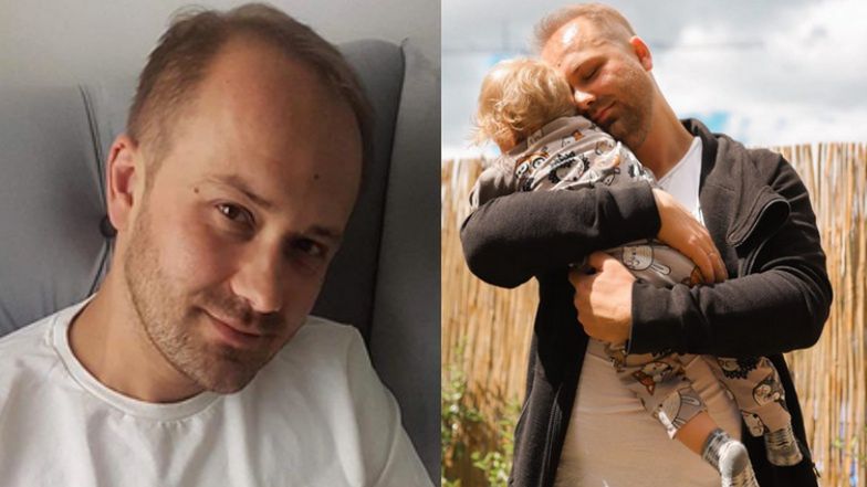 Adrian Szymaniak chwali się zdjęciem z synem