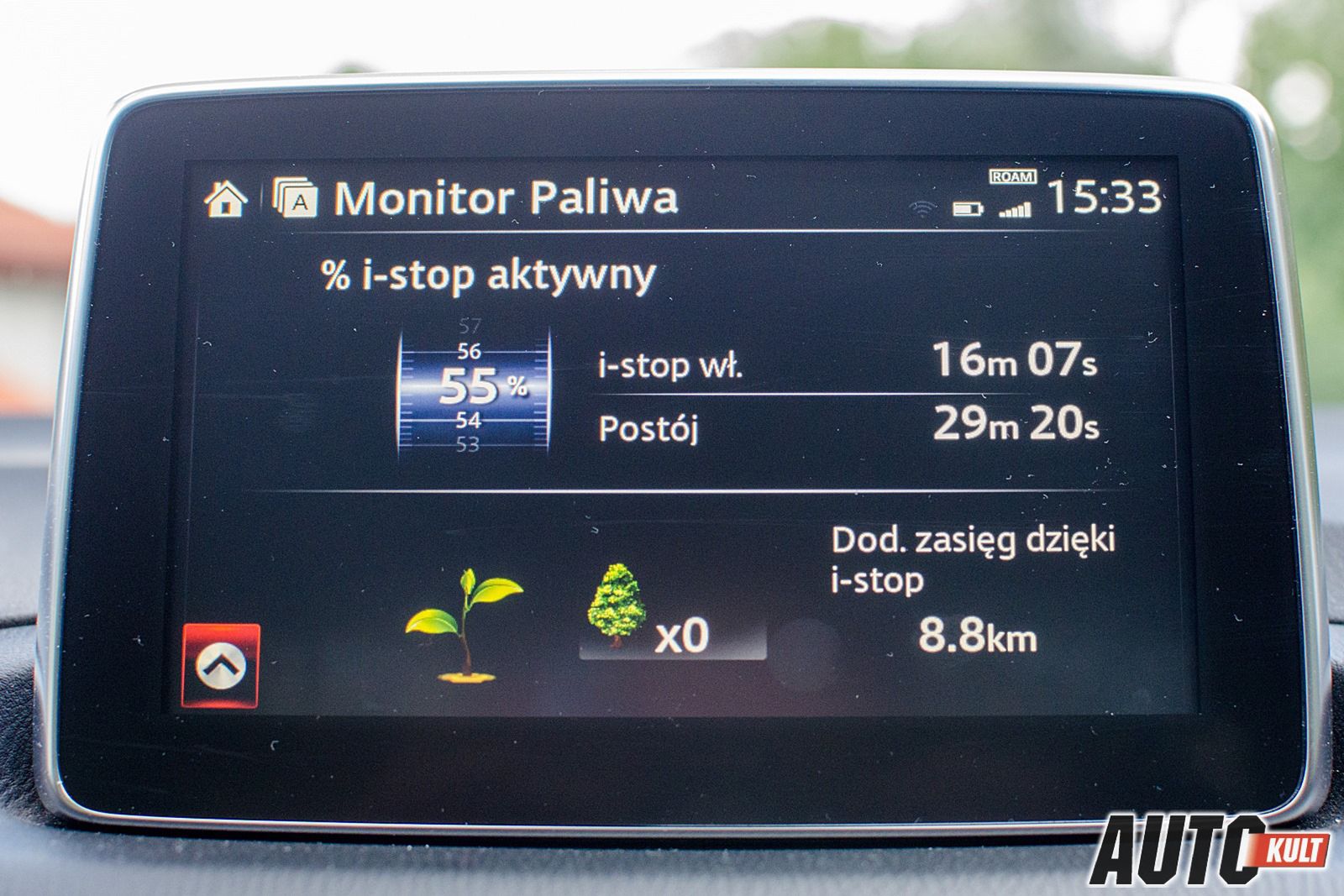 Ekran wyświetla różne dane