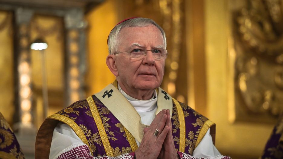 KRAKOW, POLAND - FEBRUARY 24:
Archbishop of Krakow, Marek Jedraszewski, leads a solemn Holy Mass for peace in Ukraine on the first anniversary of Russia's invasion, held at the historic Wawels Cathedral, in Krakow, Poland on February 21, 2023.
Krakow's community comes together to mark the first anniversary of Russia's invasion of Ukraine and show unwavering solidarity with Ukraine's struggle for peace. A special mass, concert, and symbolic 'March For Peace' through the city underscore the power of unity and solidarity in times of crisis. (Photo by Artur Widak/NurPhoto via Getty Images)
