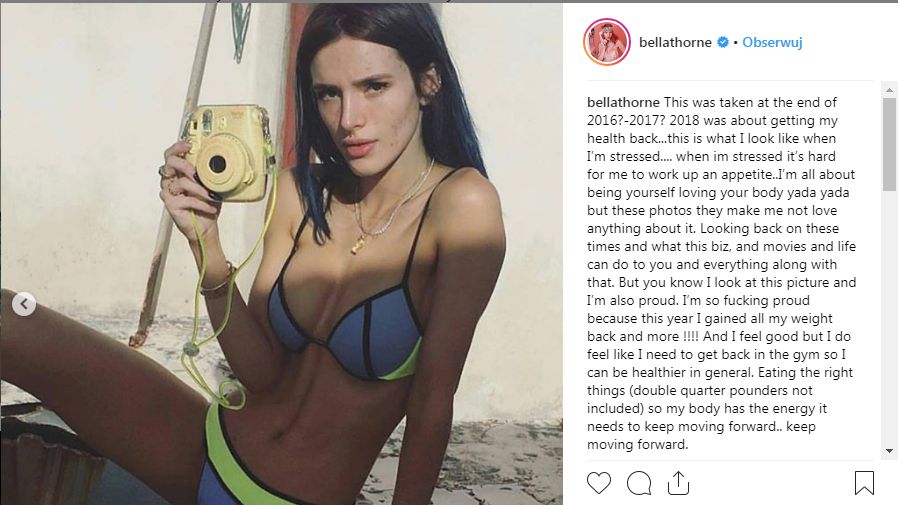 Bella Thorne przyznała się do zaburzeń odżywiania