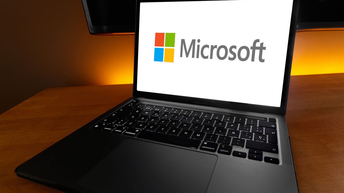 The Microsoft Corporation logo, the American multinational corporation and technology company best known for its Windows operating system software, appears on a MacBook in Barcelona, Spain, on February 10, 2025. (Photo by Joan Cros/NurPhoto via Getty Images)