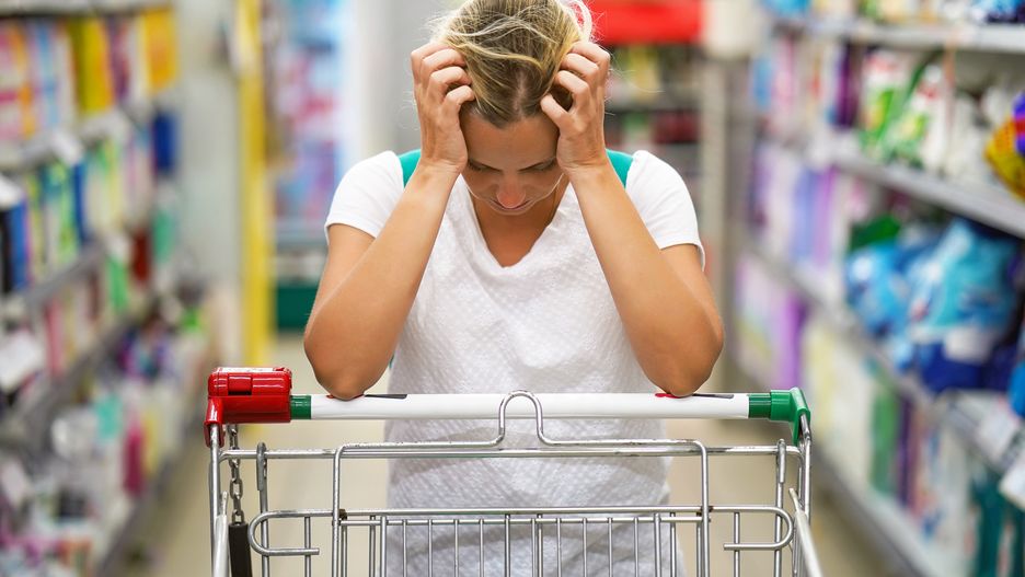 Supermarket girl with shopping trolleyUpset woman in a supermarket with an empty shopping trolley. Crises, rising prices for goods and products. Woman shopping at the supermarket.trolley, stress, sad, supermarket, sadness, despondency, grocery, girl, poor, cart, crises, rising prices, store, food, retail, young, shopping, adult, beautiful, choosing, female, woman, consumer, customer, people, market, product, purchase, sale, desperate, caucasian, lady, pretty, casual, fashion, indoor, one, thirties, shop, price, supply, buyer, grocer, person, cheese, commerce, concept, buy, economy, lonely