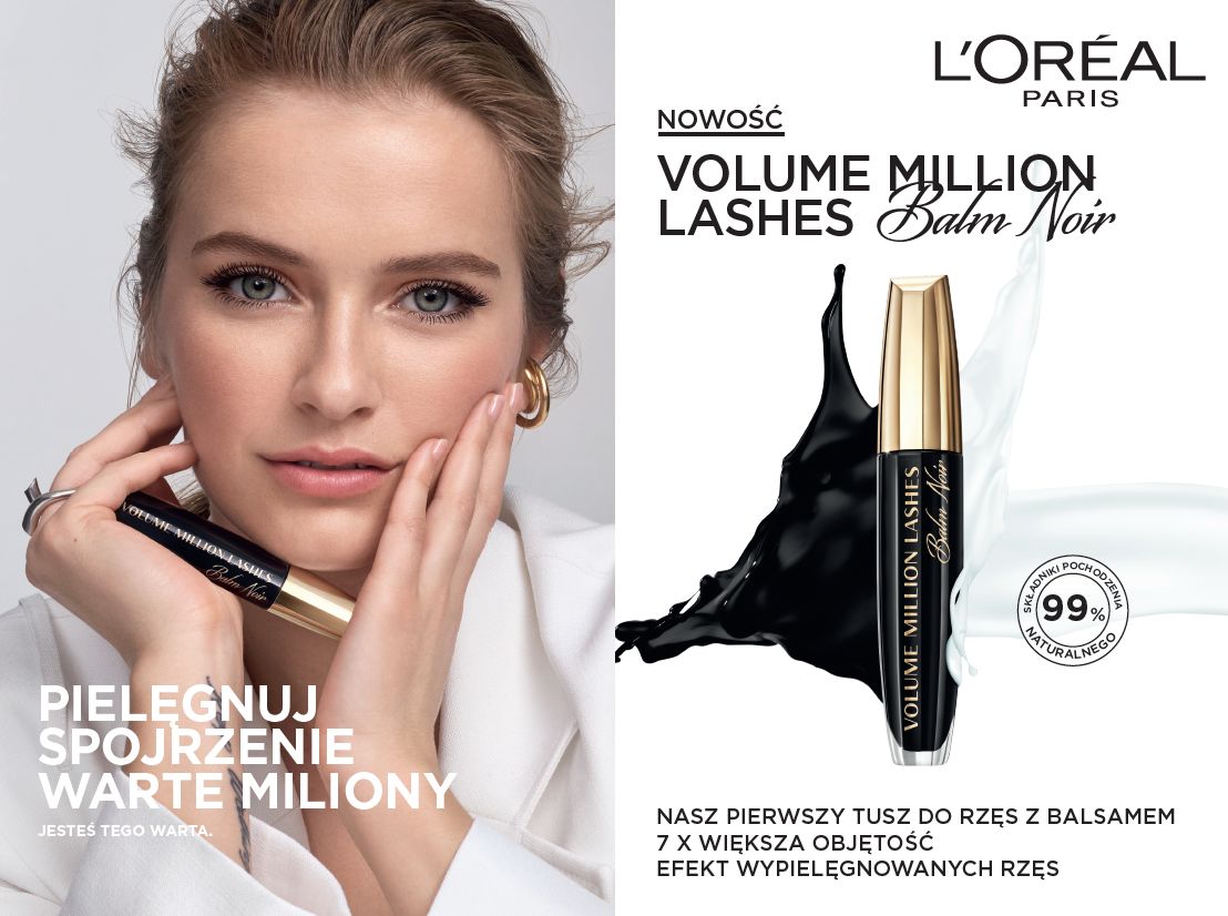 VOLUME MILLION LASHES BALM NOIR & BRILLIANT SIGNATURE PLUMP-IN-GLOSS OD L'OREAL PARIS CZYLI…IDEALNY DUET DO ZADAŃ SPECJALNYCH