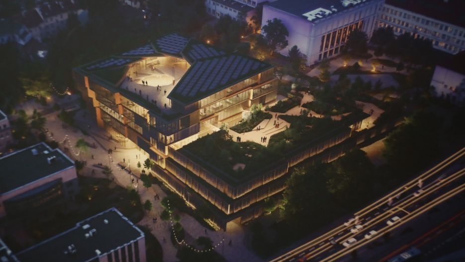 Projekt w centrum Rzeszowa, obok Urzędu Marszałkowskiego, nazwany &#34;Wirem Słowa&#34; ma tworzyć nową jakość żyjącą w symbiozie z miastem, otwartą i pełną zieleni