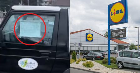 Miał już dość. Ujęcie sprzed Lidla. Wywiesił karteczkę