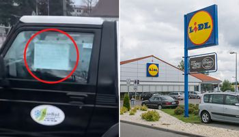 Taki widok przed Lidlem. Aż chwycił za telefon. Spójrzcie na kartkę