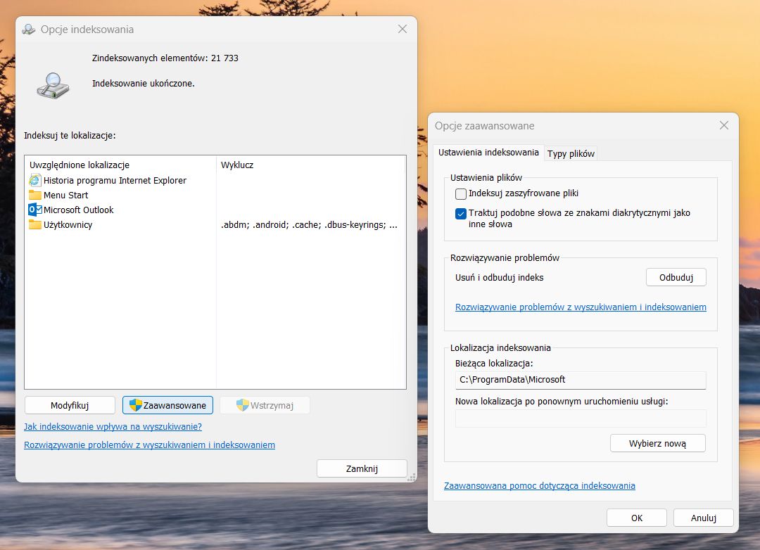 Indeksowanie w Windows 11 - jak przyspieszyć wyszukiwanie danych