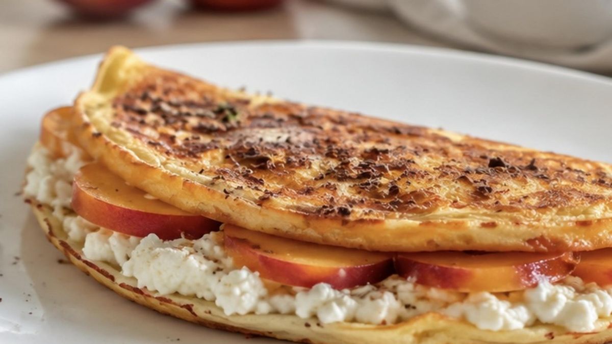 Omlet z serka wiejskiego z nektarynkami