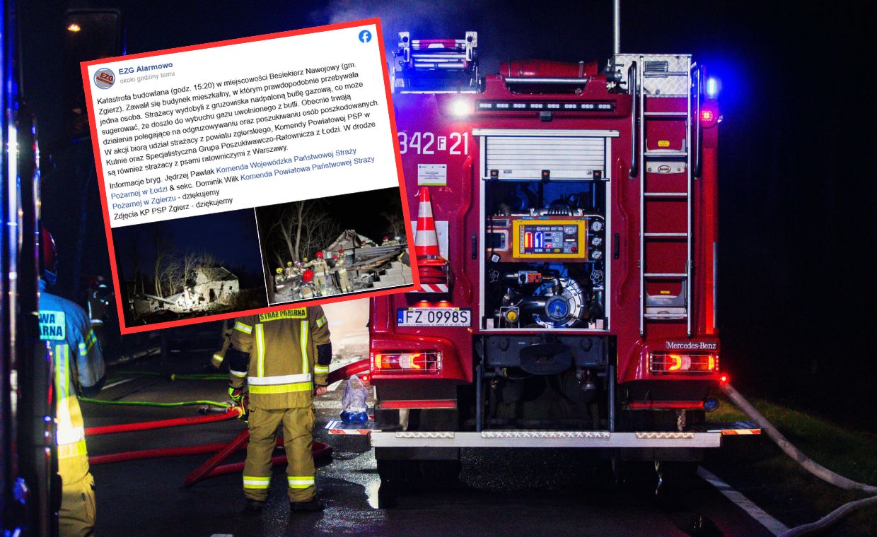 W Łódzkiem zawalił się budynek. Jedna osoba poszukiwana w gruzowisku