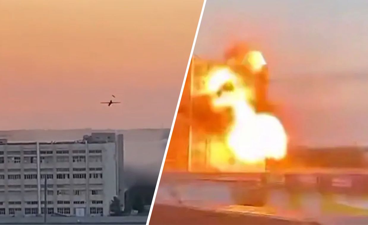 Ukraińcy uderzyli. Jest nagranie jak dron wbija się w rosyjską fabrykę