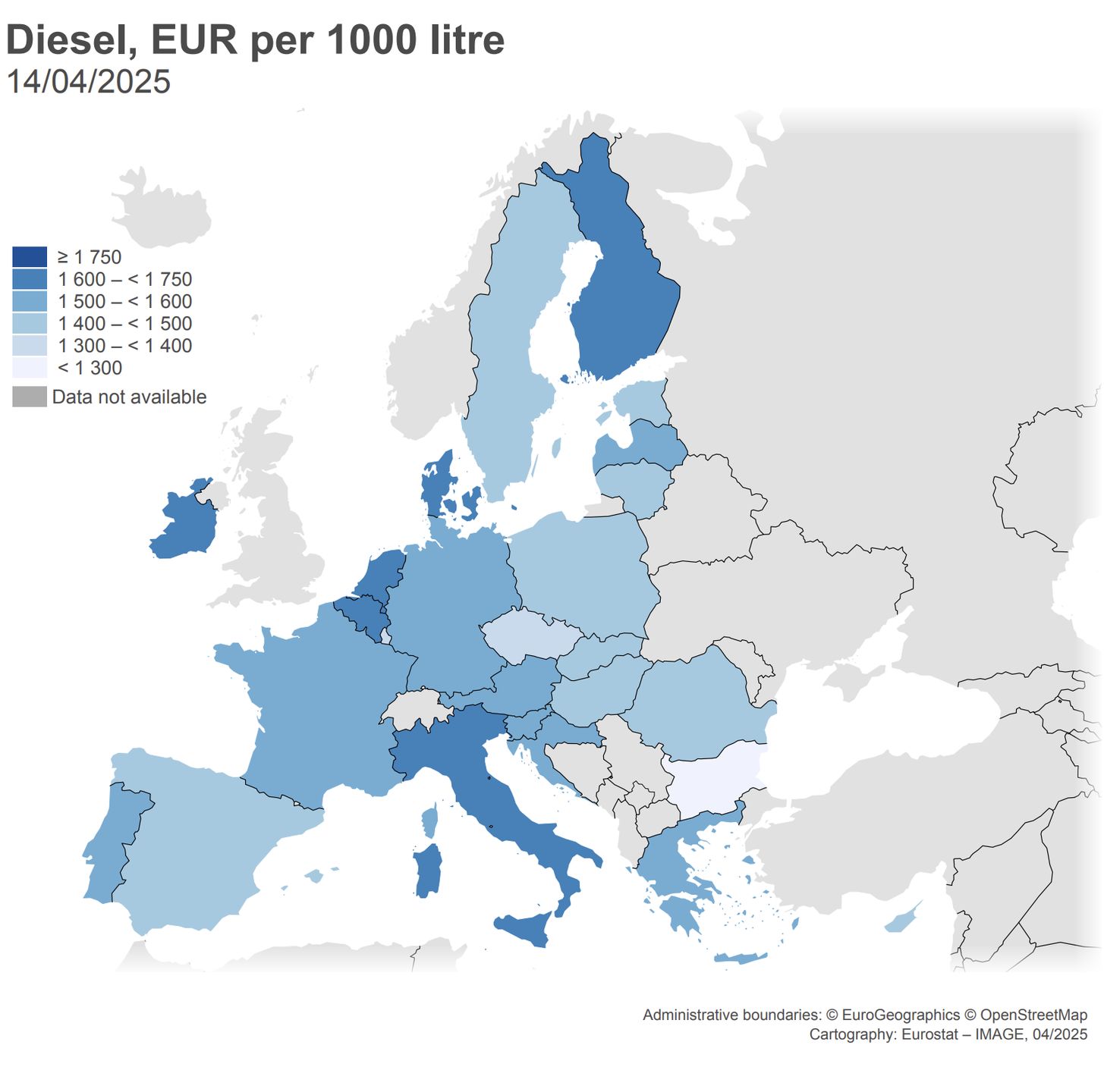Ceny ON w UE. Weekly Oil Bulletin z 14.04.2025. 
