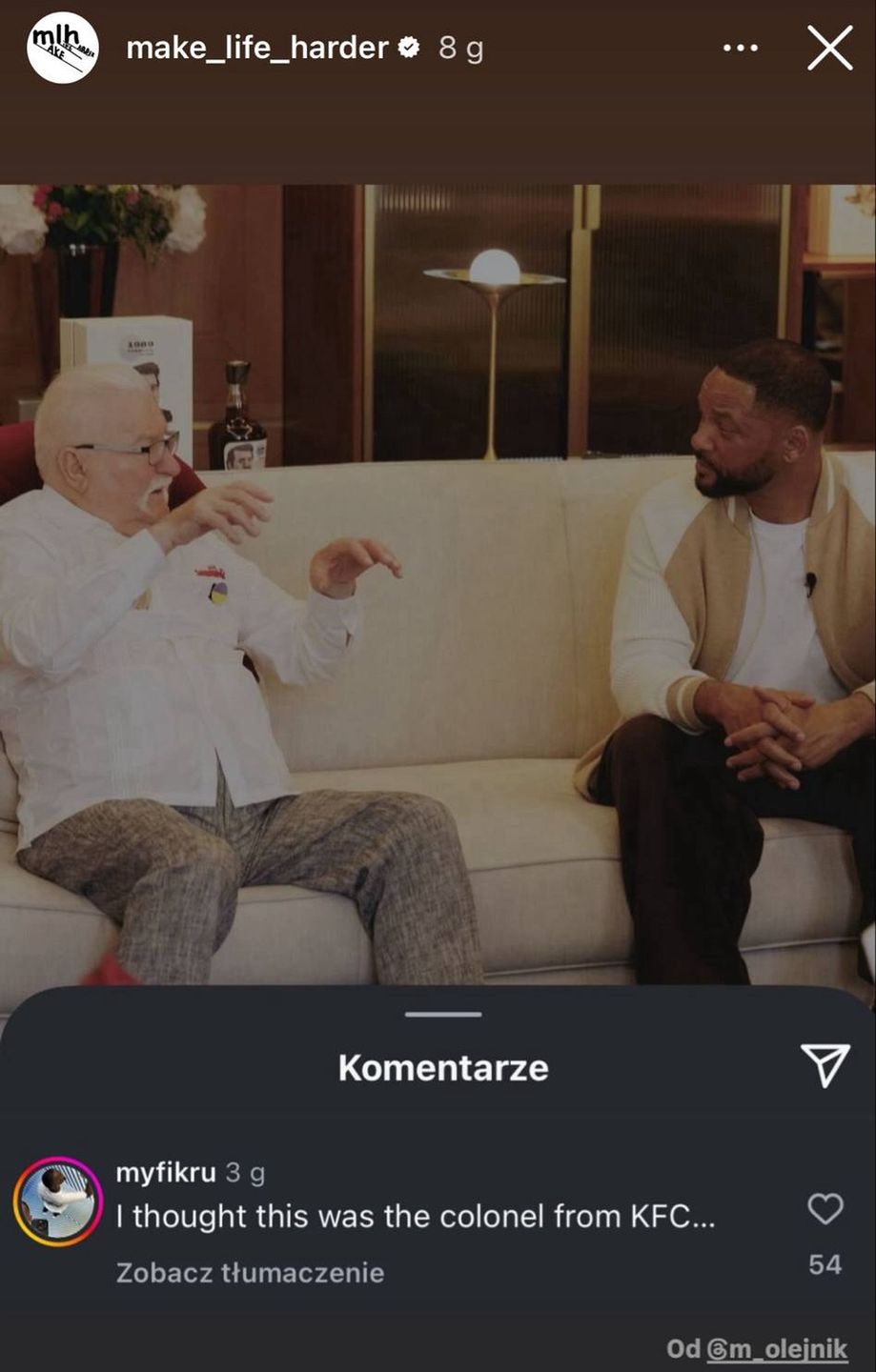 Mem z Lechem Wałęsą i Willem Smithem
